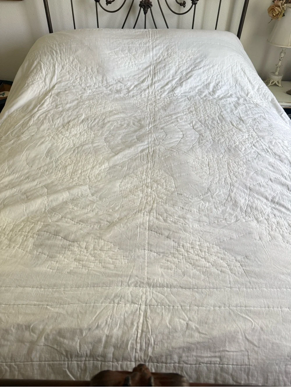 Vtg FLAWS As Is Peking Handicraft Full/Queen Broken Star Patchwork Quilt Farmhou